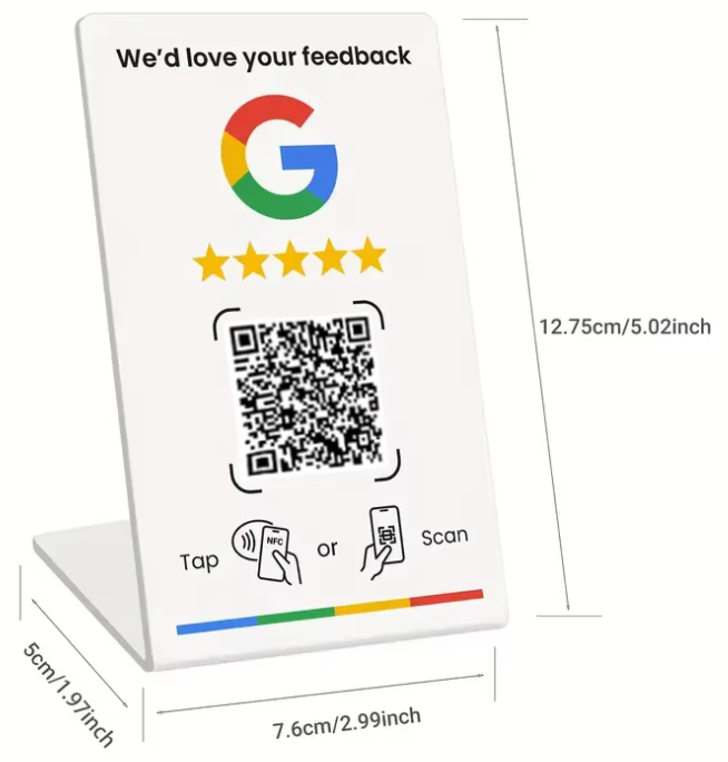 Tarjeta NFC y QR Reseñas Instantáneas